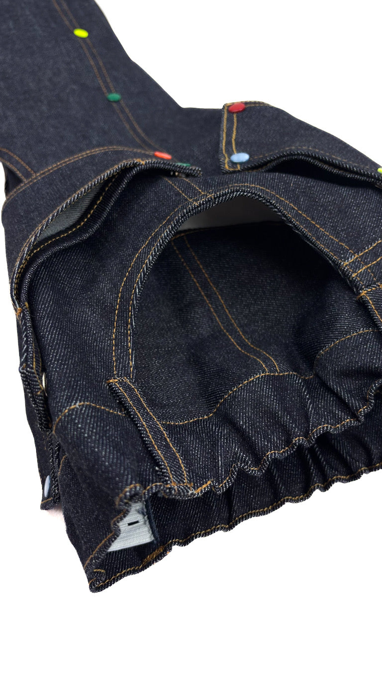 Pantalon enfant en jeans bleu – résistant, évolutif et réparable et 6 patchs iclus