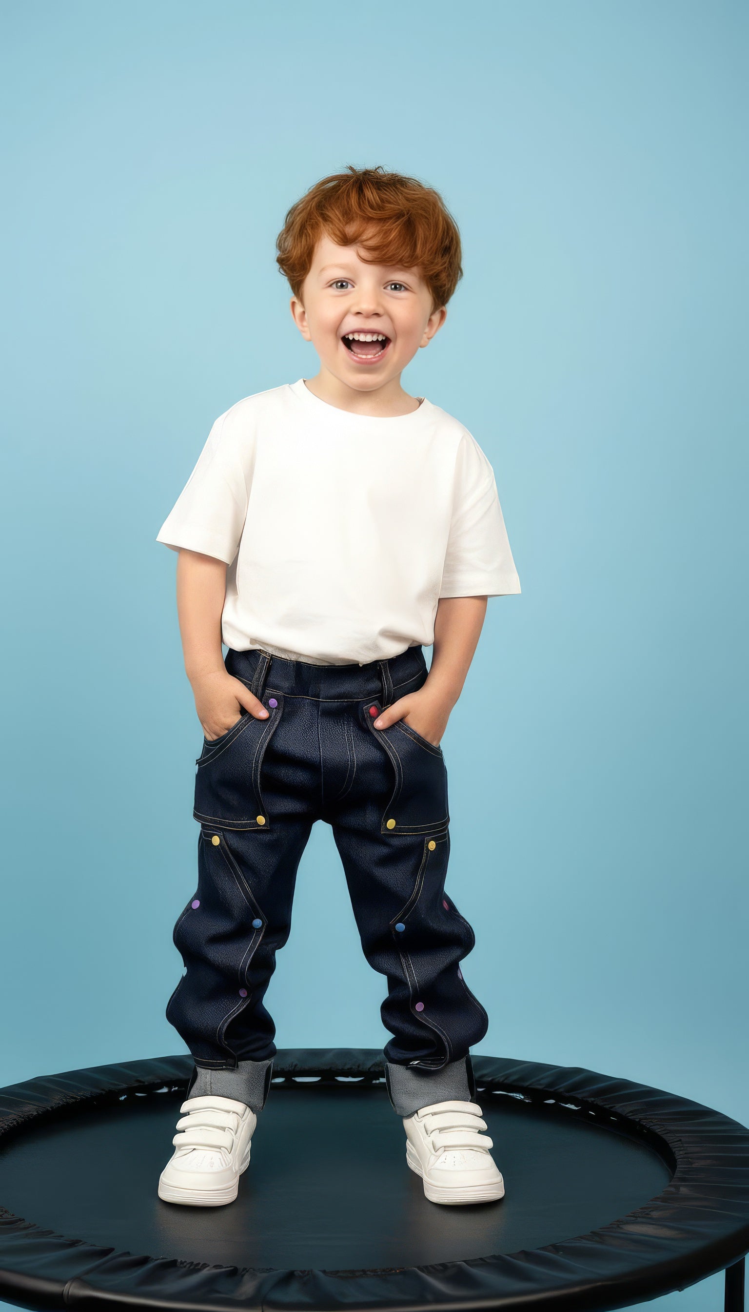 Pantalon enfant en jeans noir+Patchs