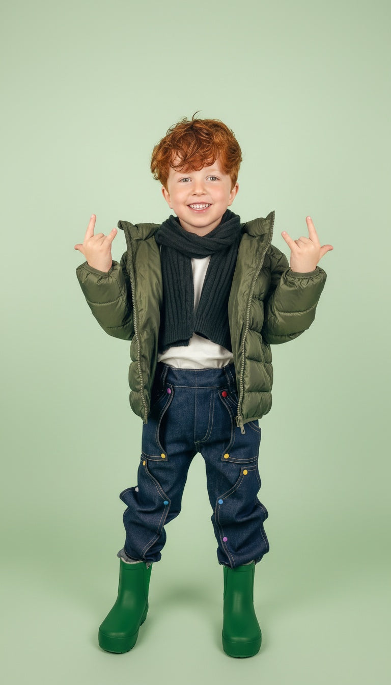 Pantalon enfant en jeans bleu+Patchs