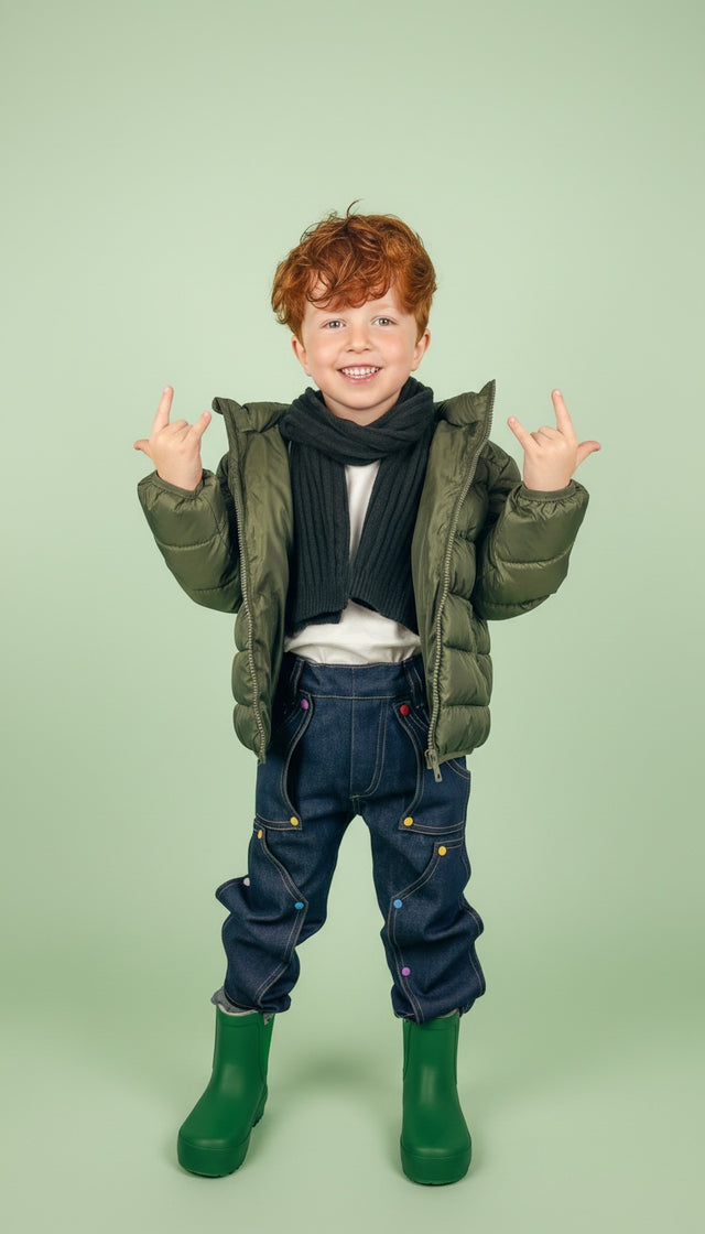 Pantalon enfant en jeans bleu+Patchs