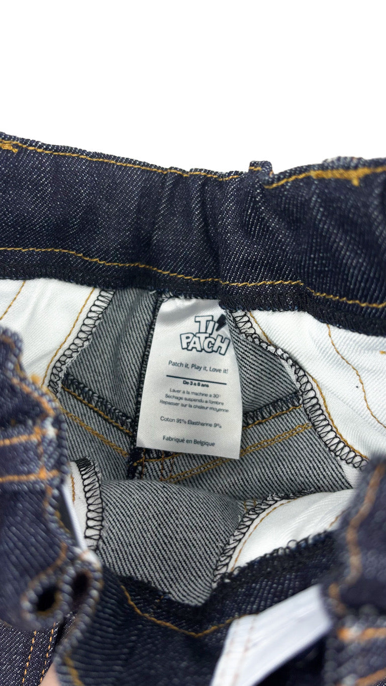 Pantalon enfant en jeans bleu+Patchs