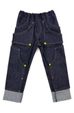 Pantalon enfant en jeans bleu+Patchs