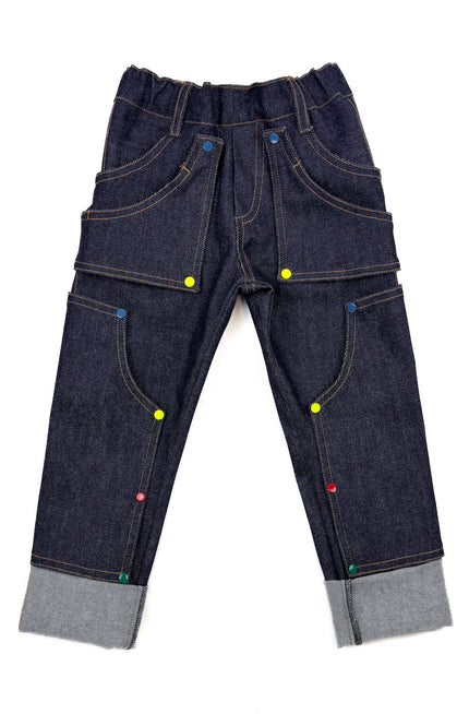 Pantalon enfant en jeans bleu+Patchs
