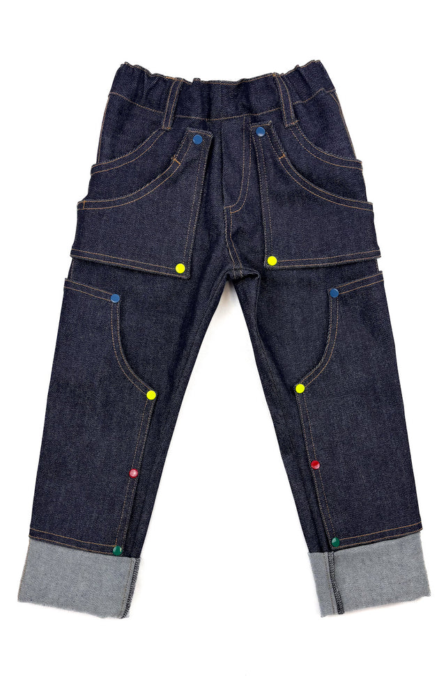 Pantalon enfant en jeans bleu+Patchs