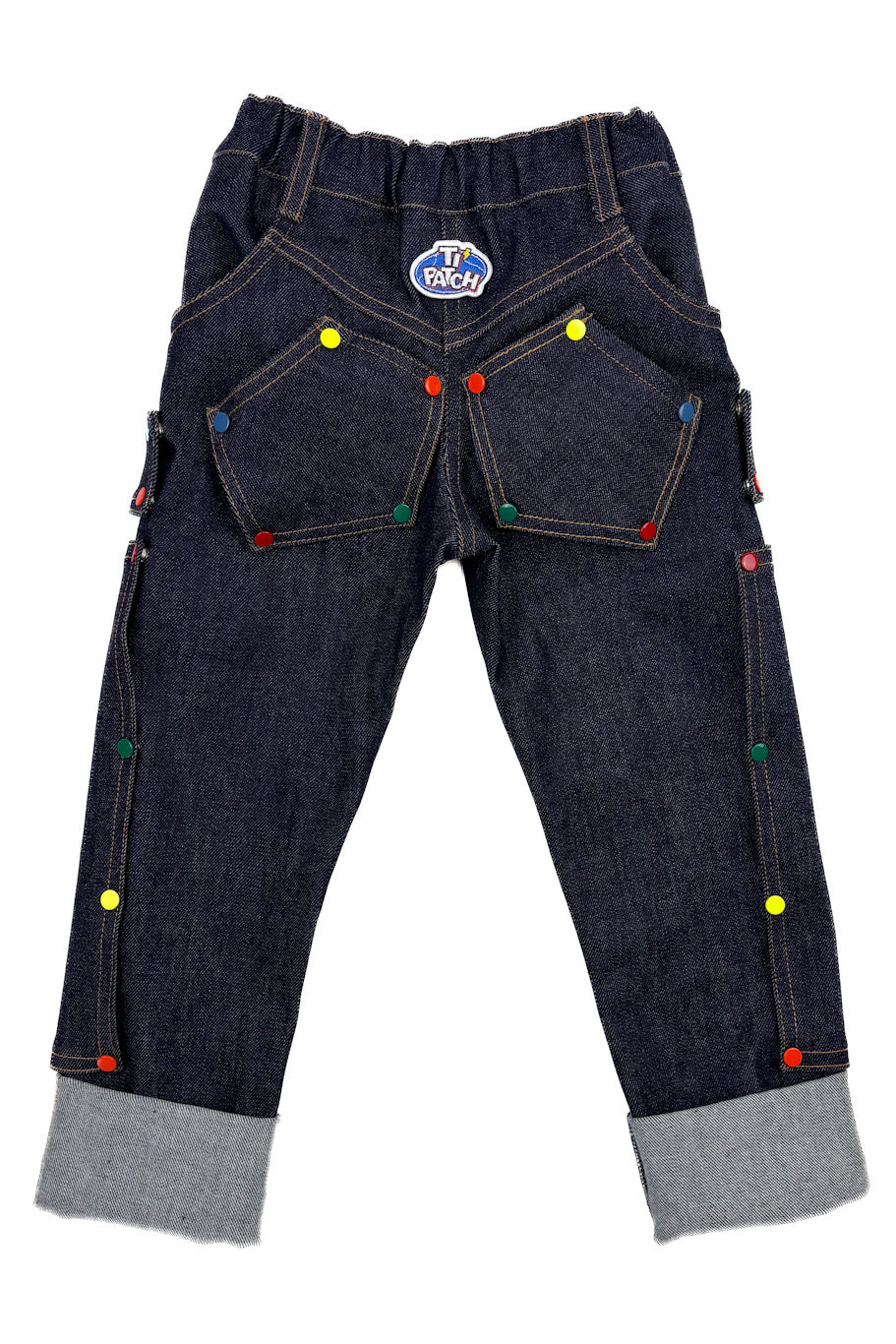 Pantalon enfant en jeans bleu – résistant, évolutif et réparable et 6 patchs iclus