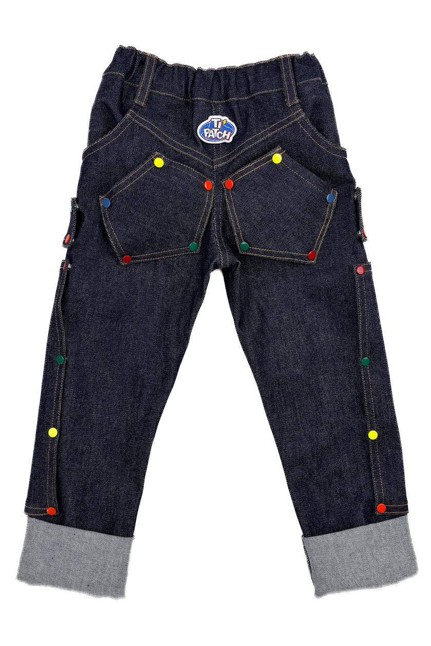 Pantalon enfant en jeans bleu+Patchs