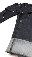 Pantalon enfant en jeans noir+Patchs