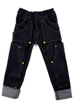 Pantalon enfant en jeans noir+Patchs