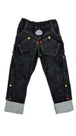 Pantalon enfant en jeans noir+Patchs